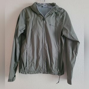 Columbia Sz Small Green Windbreaker with Hood and Zipper